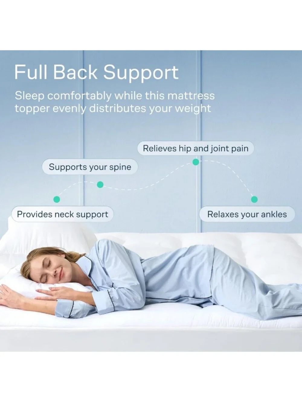 Cooling Mattress Topper - 100% Cotton, Queen Size, Breathable & Comfortable